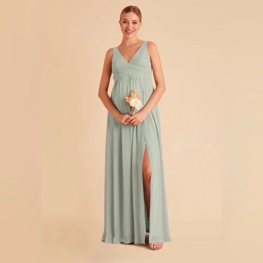 Birdy Grey LAURIE EMPIRE DRESS CHIFFON SAGE Bridesmaid Wedding NEW NWT Medium
